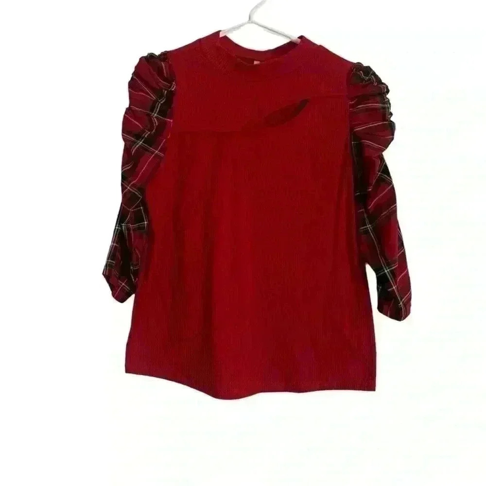 Cato Red and Green Plaid Shirt Medium